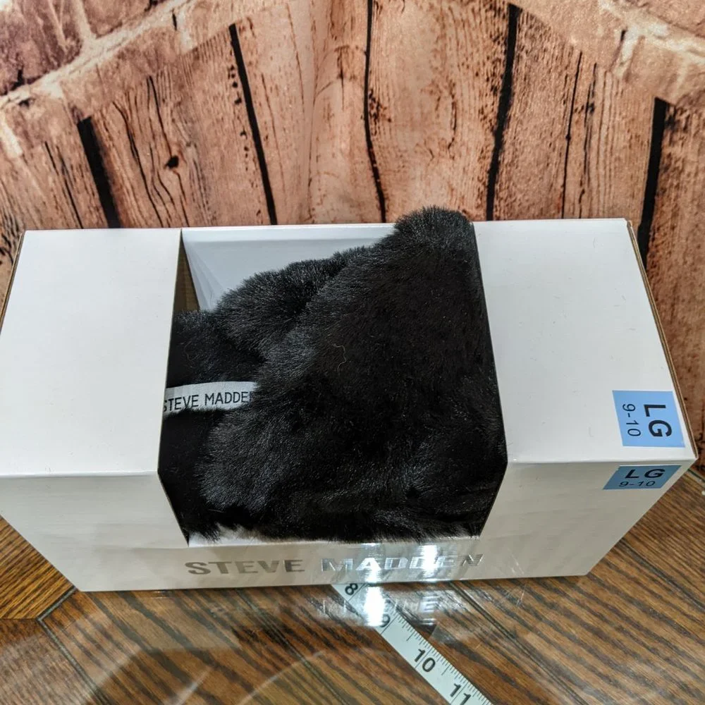 Steve Madden Criss Cross Slippers BLACK Size Large 9-10 NEW in BOX - Picture 3 of 11